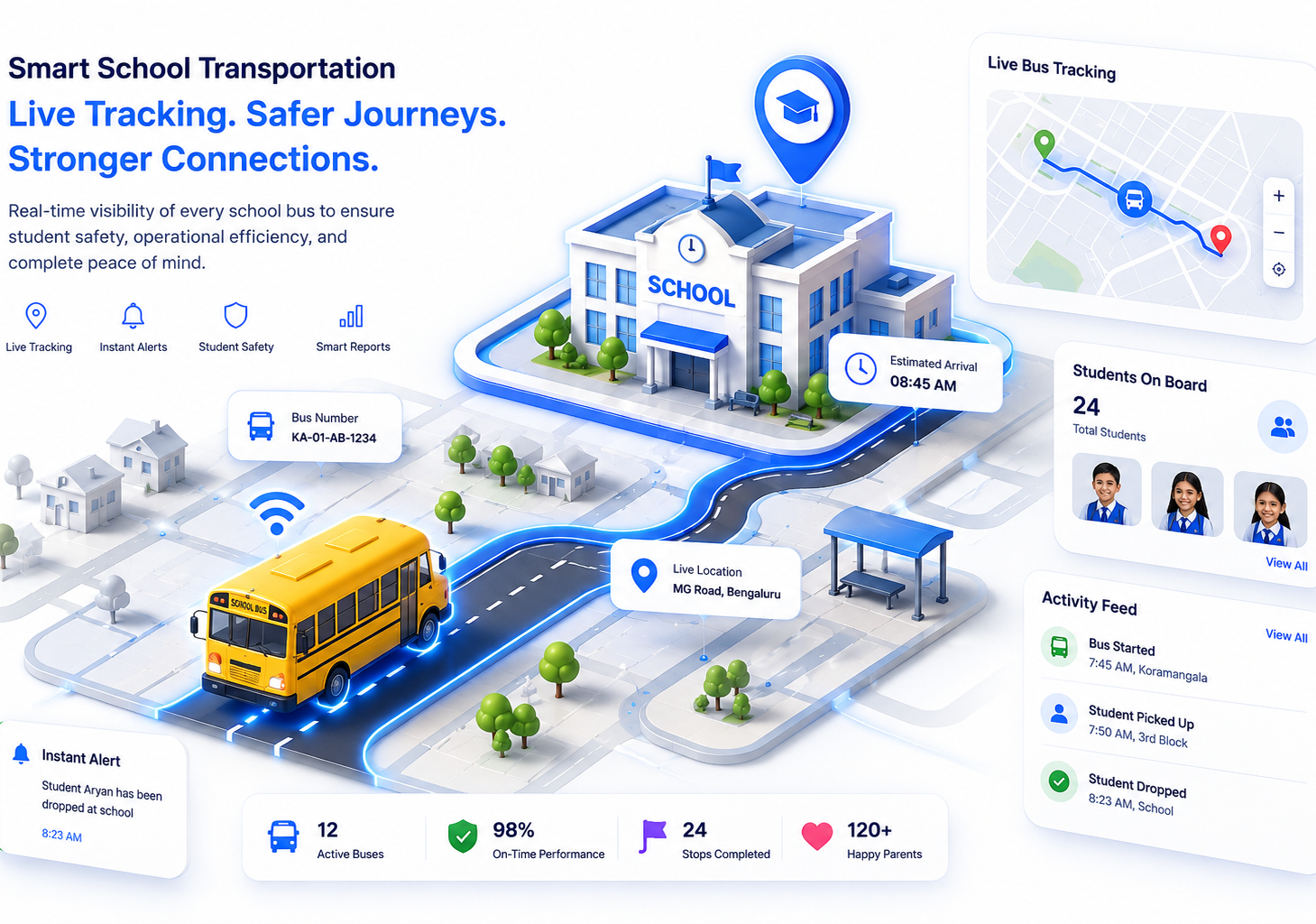 Smart School Transportation & Fleet Tracking Live System